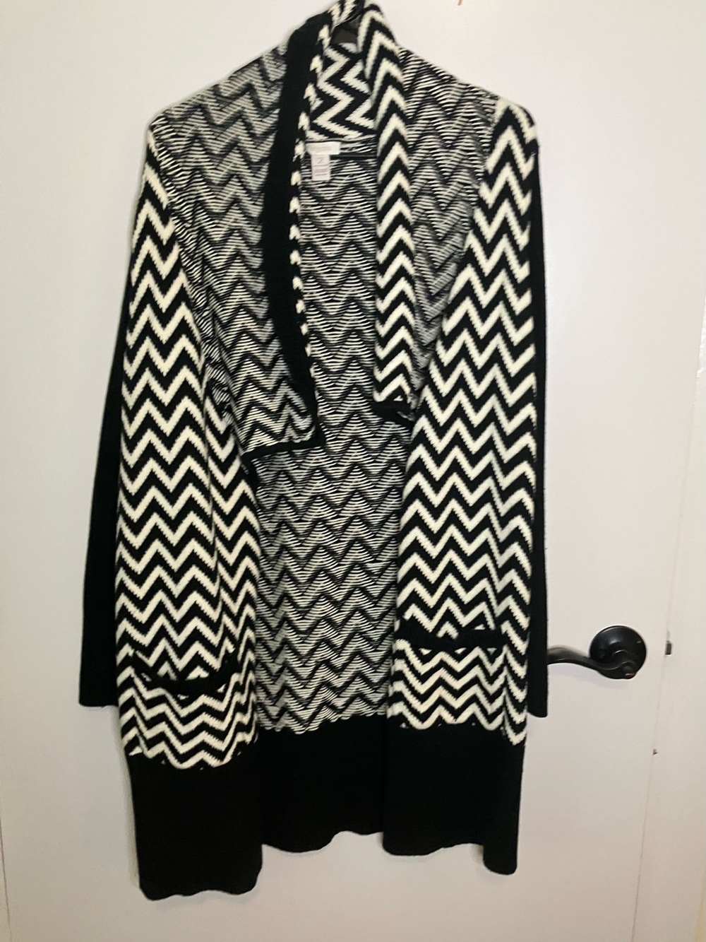 Black & White Chico Chevron Plus Open Cardigan